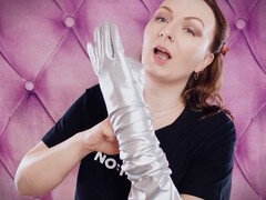 Sensual leather ASMR with Arya Grander in long shiny gloves. Seductive and stylish video for all tastes!