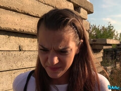 Amatør, Rumpe, Sperm skott, Runke, Penger, Utendørs, Offentlig, Pupper