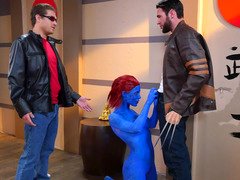 Mystic gets her face showered with cum of her X-men pals