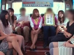 Naughty Asian milfs with big tits have an orgy on the bus