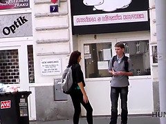 Petite teen gets money for sex in public POV with hunter & cuckold