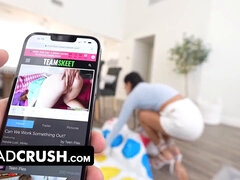 Stepdad sneaks in a little footjob & fucks tiny stepdaughter in the laundry room