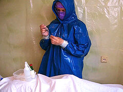 Real nurse, nurse gloves handjob, protective suit