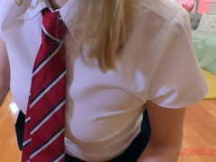 Blasen, Handjob, Hardcore, Masturbation, Höschen, Realität, Rasiert, Uniform