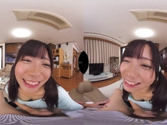 Young Japanese schoolgirl in POV VR - big natural tits with big nipples