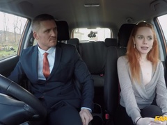 Fake Driving School (FakeHub): Cheeky redhead fails on purpose