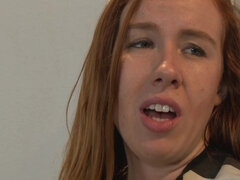 Redhead is in the prison & she is receiving a huge cock there