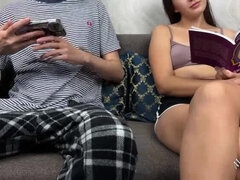Stepbrother Makes Me Cum with Big Cock Handjob! Real Orgasm from College Girl.