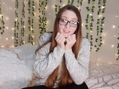 Be Mommy's Valentines - Nerdy brunette mom gets topless on camera