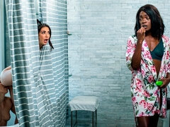 엉덩이, 흑갈색 머리, 키스, 레즈비언, 대단히, 수음, 밀프, 스트리핑