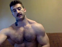 Moustache and muscular guy