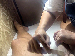 latin Waxing of a phat Cock Part 2 She uses a new white W