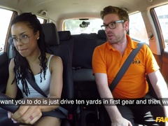 Fake Driving School (FakeHub): Ebony American minx craves creampie