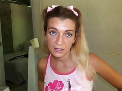 Stepdaughter with pigtails blows off and moreover rides taboo fuck tool in Point of view action