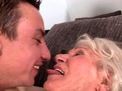 A granny that loves young guys is getting her hairy fat pussy pounded
