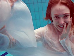 Swimming session in the pool of a naked sexy Russian girl