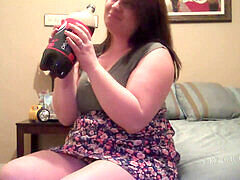 Lorelei chugging Pepsi while showing off her chubby tummy and belching