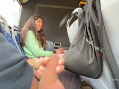 Katty West gives a public bus blowjob, milking and gargling a stranger's beef whistle!