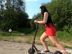 Grandpa surprises babe on scooter
