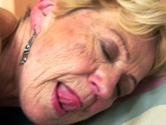 Granny with a good bushy mature booty is fucked doggy style