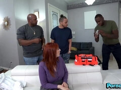 Thick Redhead Lauren Phillips Gets Stuffed By 3 BBCs