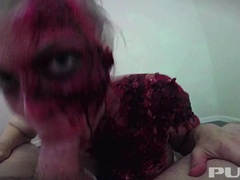 Horny zombie gets her fill of cock and jizz