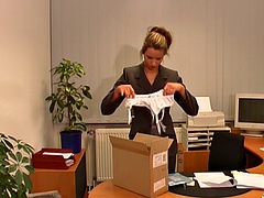 German brunette secretary loves to fuck with her boss