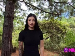 Offering money to sexy girl in the forest in exchange for sex - Salome Gil