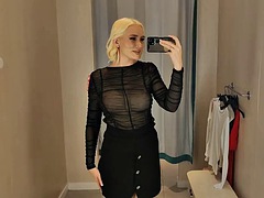 Completely transparent clothes, trying on transparent clothes in the fitting room
