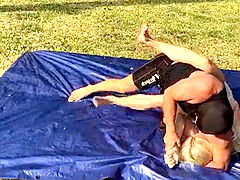 Amazon Nikki Takes On spycam in a warmed #mixed #wrestling match! - total