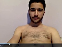Handsome hairy guy jerks off on cam