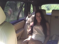 Eveline Dellai jerked and fucked the taxi driver for a pussy cumshot