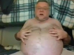 Grandpa caresses and plays on webcam