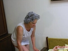 Threesome sexual act with real old granny - old and young sex with big ass mature