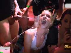 Amateur girls get golden shower bukkake