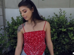 A Helping Hand for Tony Rubino - petite brunette in POV sex outdoors