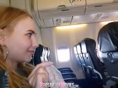 Nimpho teenage fellatio in airplane in public
