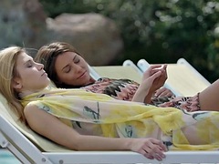 Two tight Euro babes Anetta Keys and Emily Rise outdoor lesbian softcore
