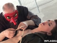 Dominant man punishes his seductive slave in BDSM session