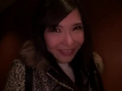 Heavenly breasty oriental Anri Okita in blowjob video in public