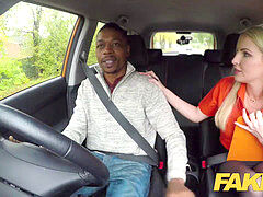 faux Driving college long black cock pleases busty blonde examiner