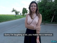 Mexican babe gives roadside blowjob