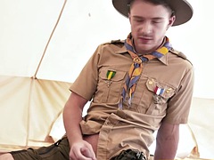 Cute boy scouts compare their cocks at base camp