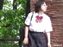 Japanese schoolgirl finds a flawless public place to pee