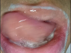 Colorful Tongue, Hard Saliva, Six Pack, in the Gym I Almost Got Caught, Hot Fitness, Long Tongue