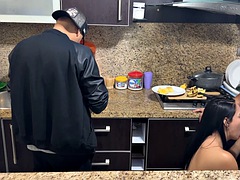 Married couple cook for the boss but the wife has to pay the debt being the boss slut
