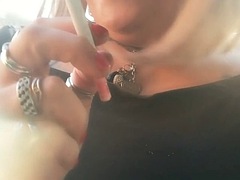 Stefanie TS smoking a cigarette
