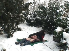 Exhibitionists have sex in the snow in front of passers-by