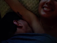 Latin boy wakes up and dad sucks his tits