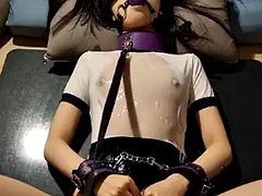 Tied bondage blindfolded moaning toy korea